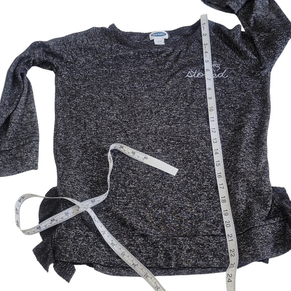 Gray Ruffle Side Slit Long Sleeve Stretchy T-shirt Top Juniors L - Picture 3 of 5